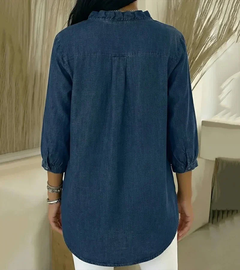 Women's Lightweight Cotton Blouse | Relaxed Fit Ruffled Summer Top 7