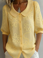 Women's Lightweight Floral Blouse | Flowing 3/4 Sleeve Summer Top 0
