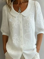 Women's Lightweight Floral Blouse | Flowing 3/4 Sleeve Summer Top 2