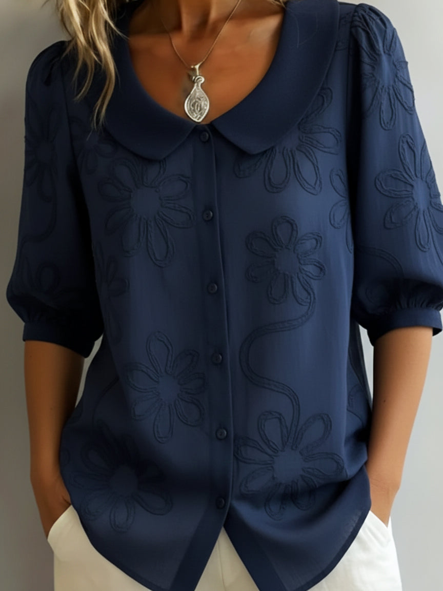 Women's Lightweight Floral Blouse | Flowing 3/4 Sleeve Summer Top 5