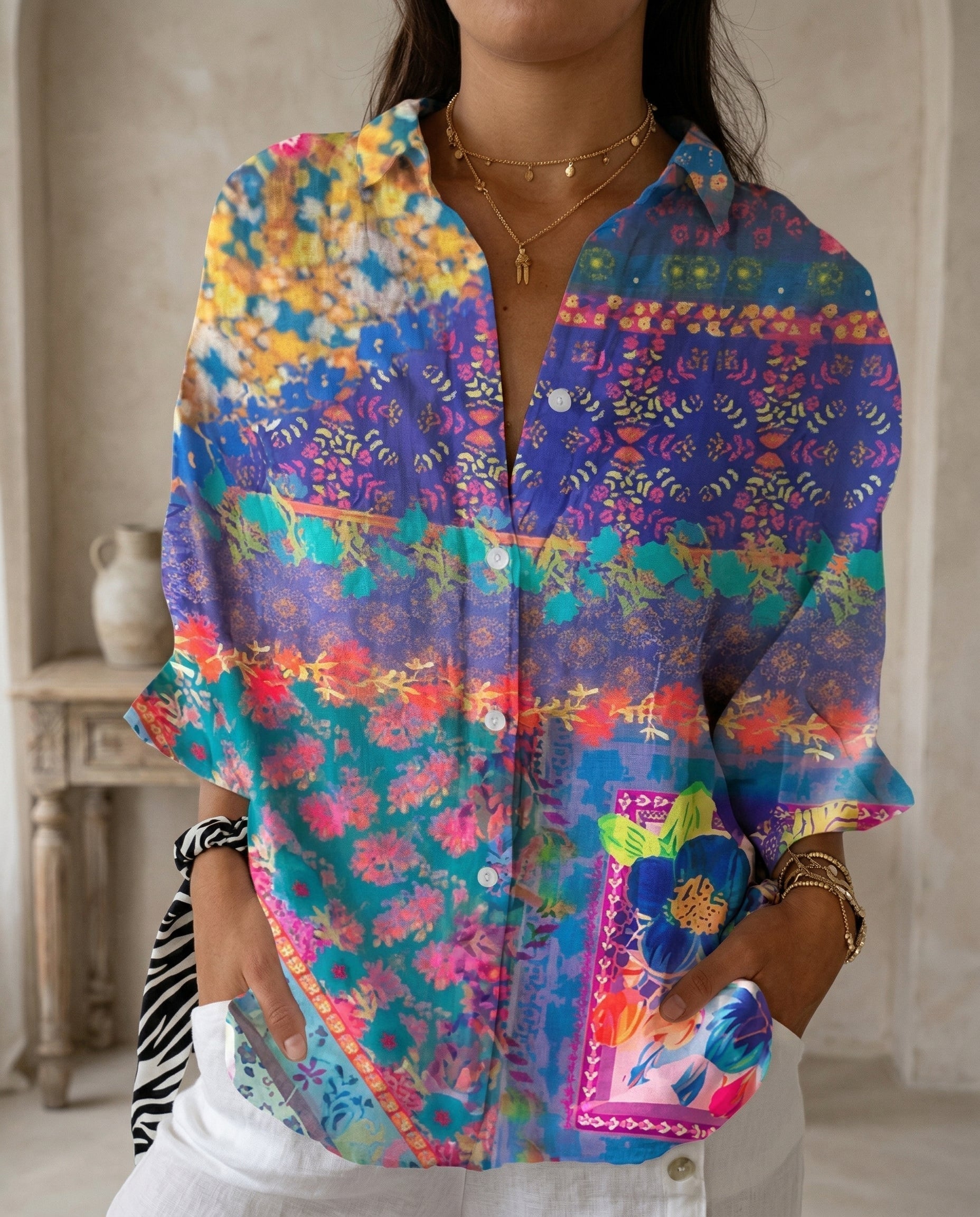 Women's Lightweight Floral Print Blouse | Relaxed Fit Casual Summer Top 11