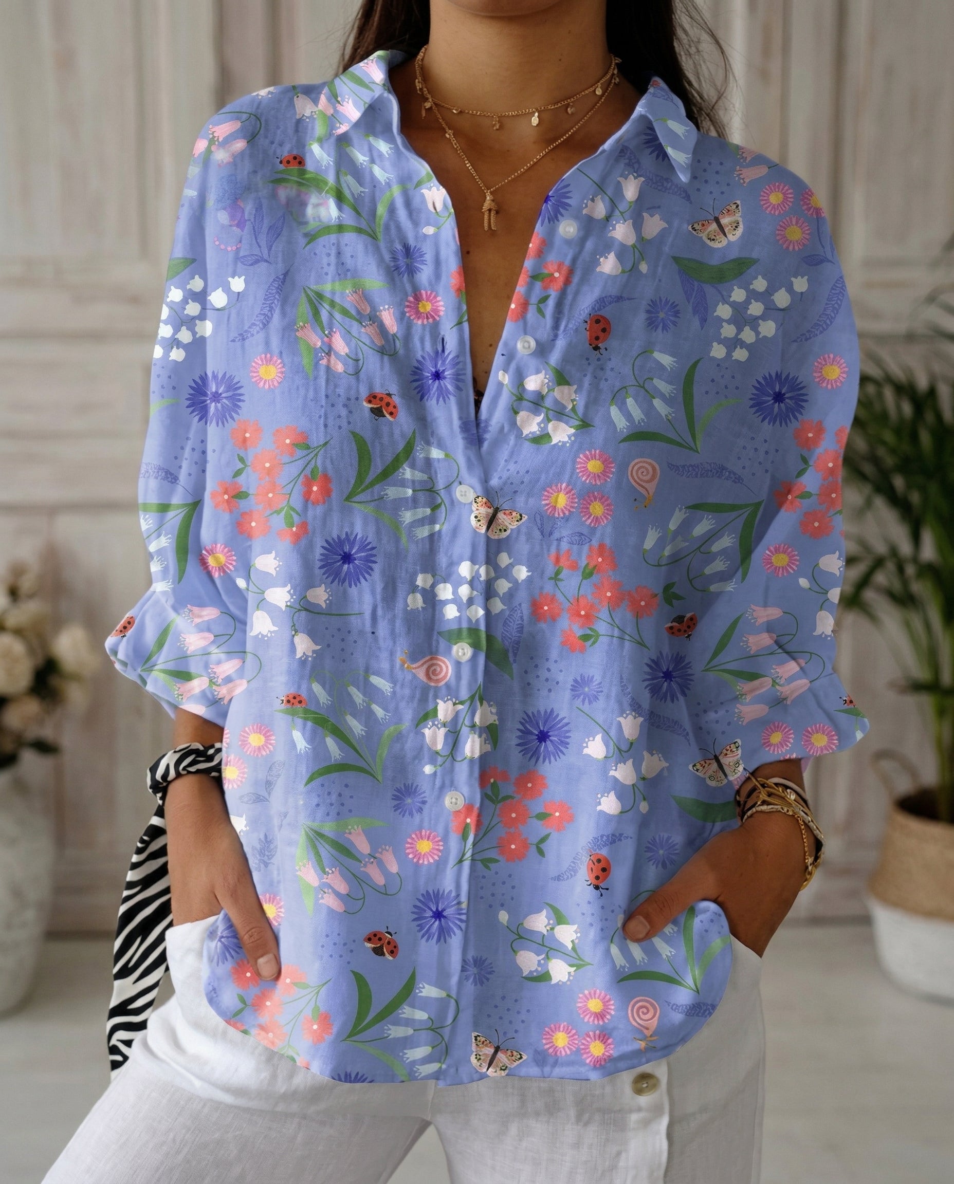 Women's Lightweight Floral Print Blouse | Relaxed Fit Casual Summer Top 3