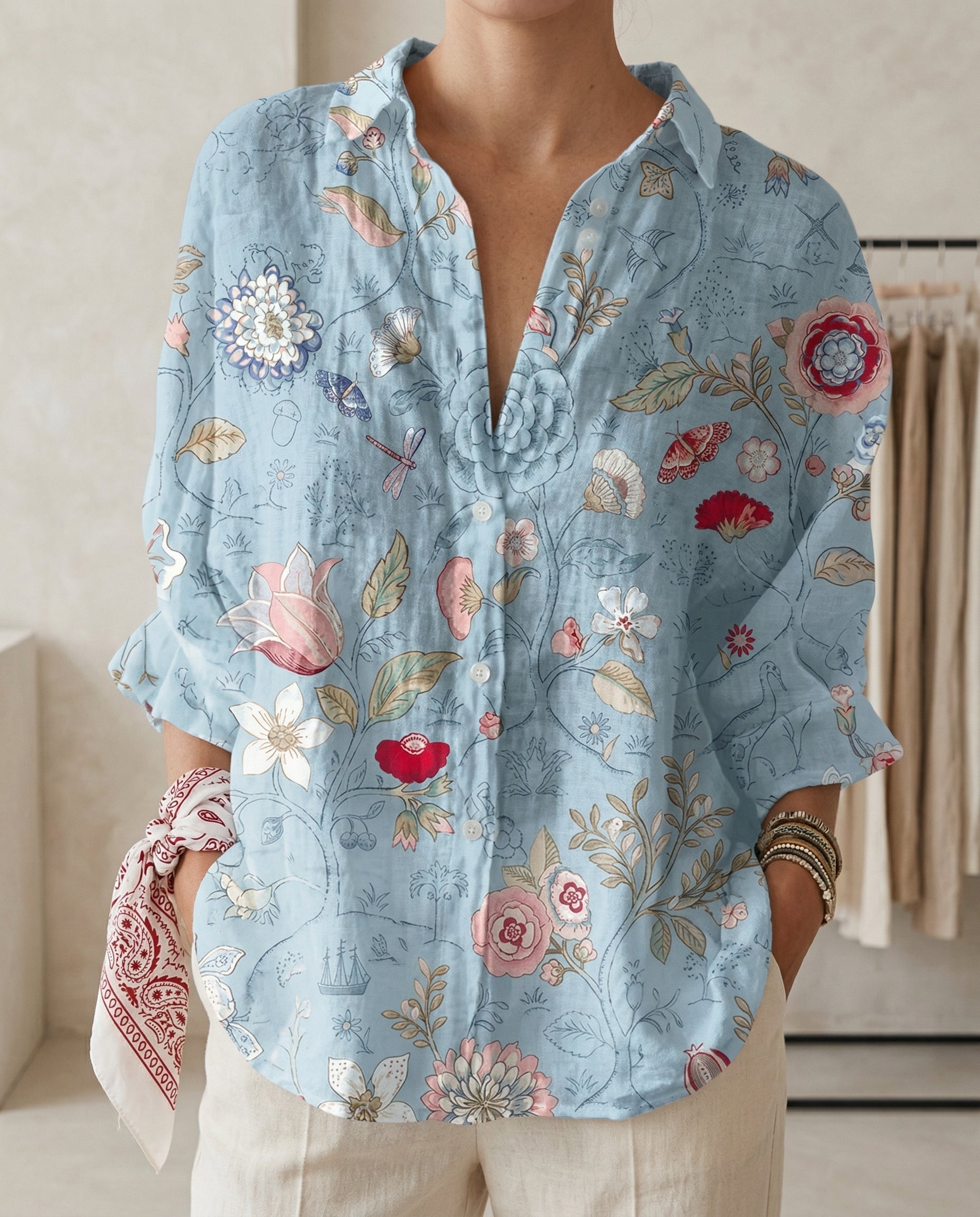 Women's Lightweight Floral Print Blouse | Relaxed Fit Casual Summer Top 5
