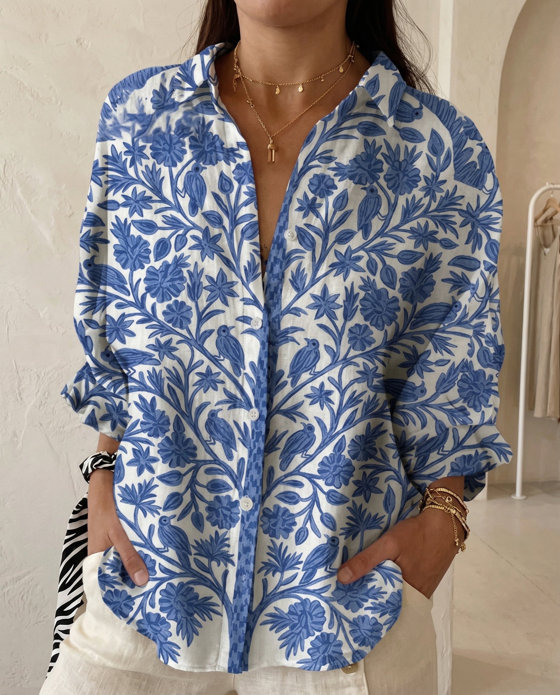 Women's Lightweight Floral Print Blouse | Relaxed Fit Casual Summer Top 7