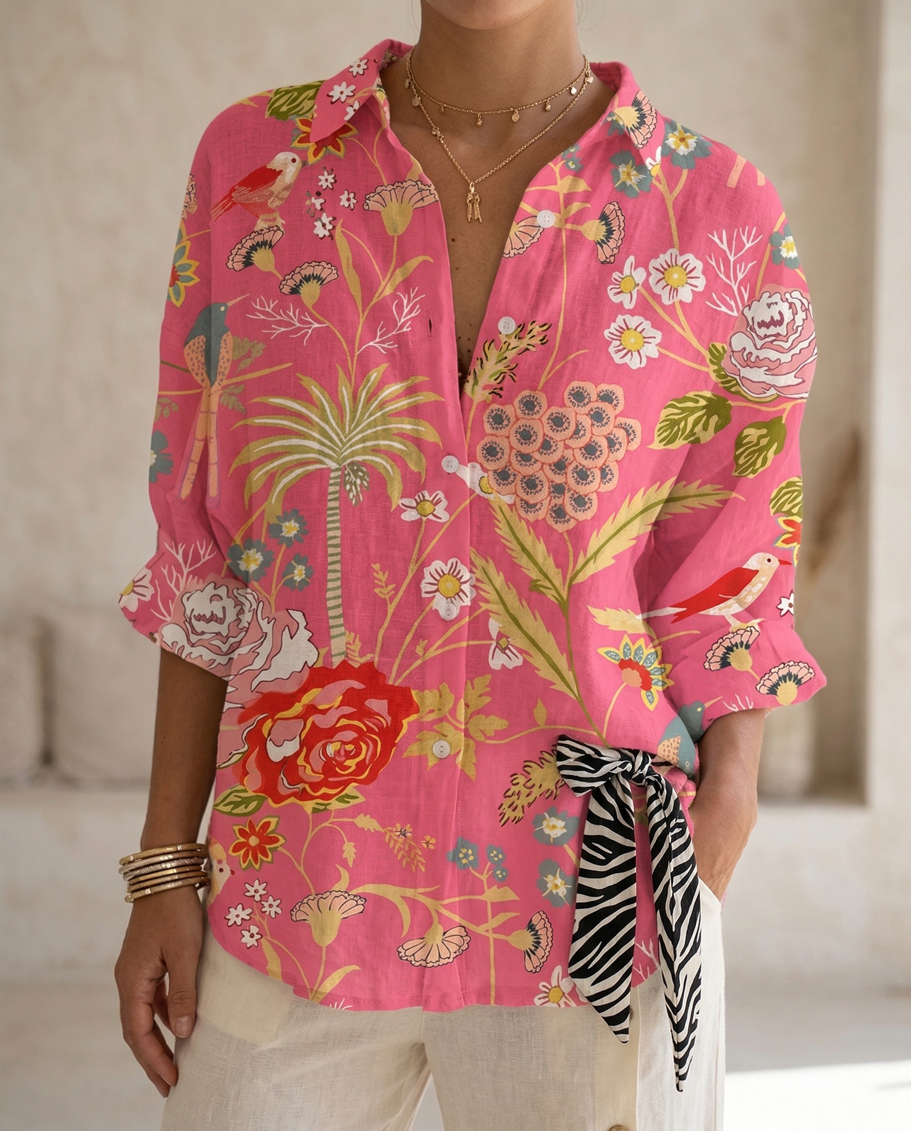 Women's Lightweight Floral Print Blouse | Relaxed Fit Casual Summer Top 8