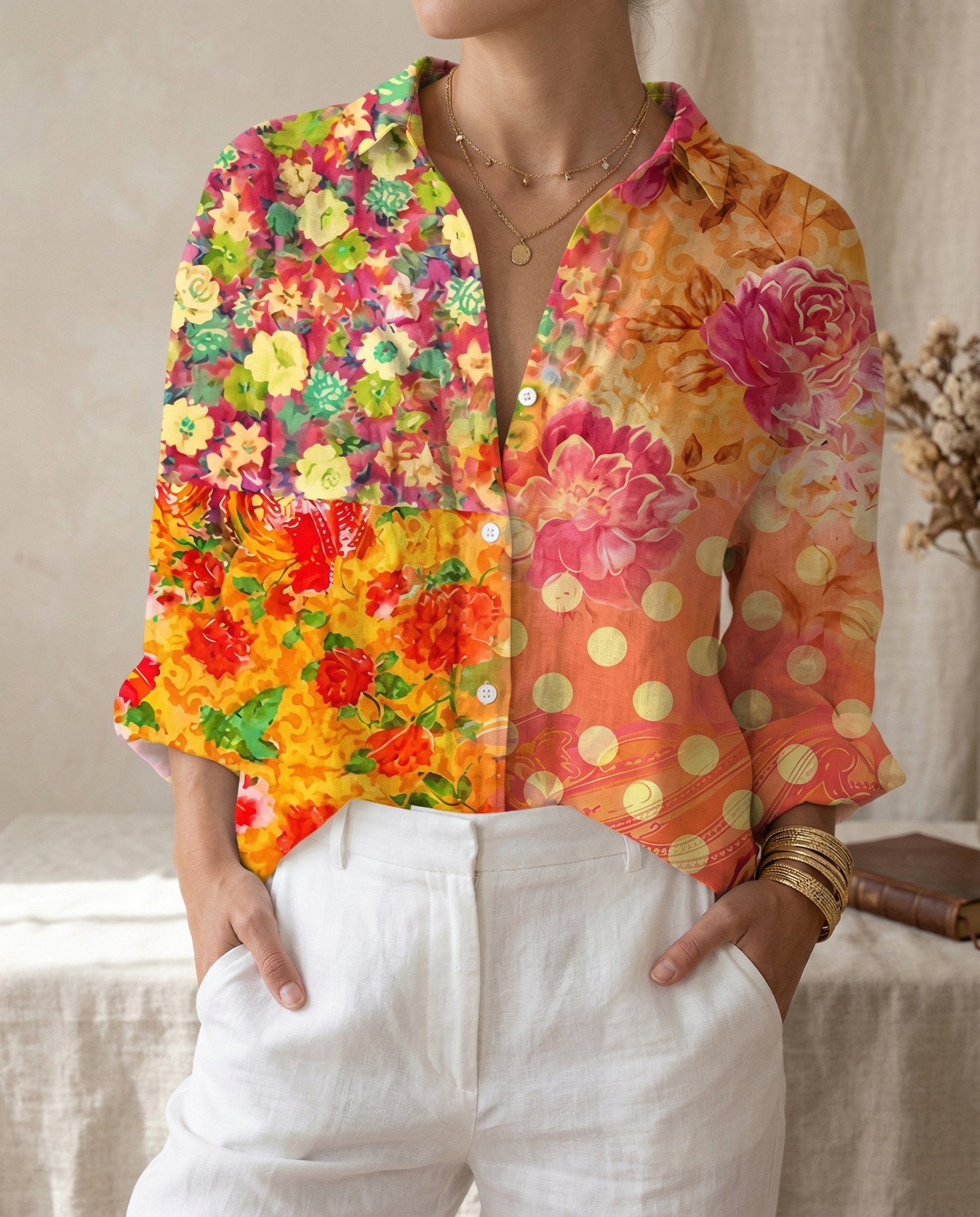 Women's Lightweight Floral Print Blouse | Relaxed Fit Casual Summer Top 9