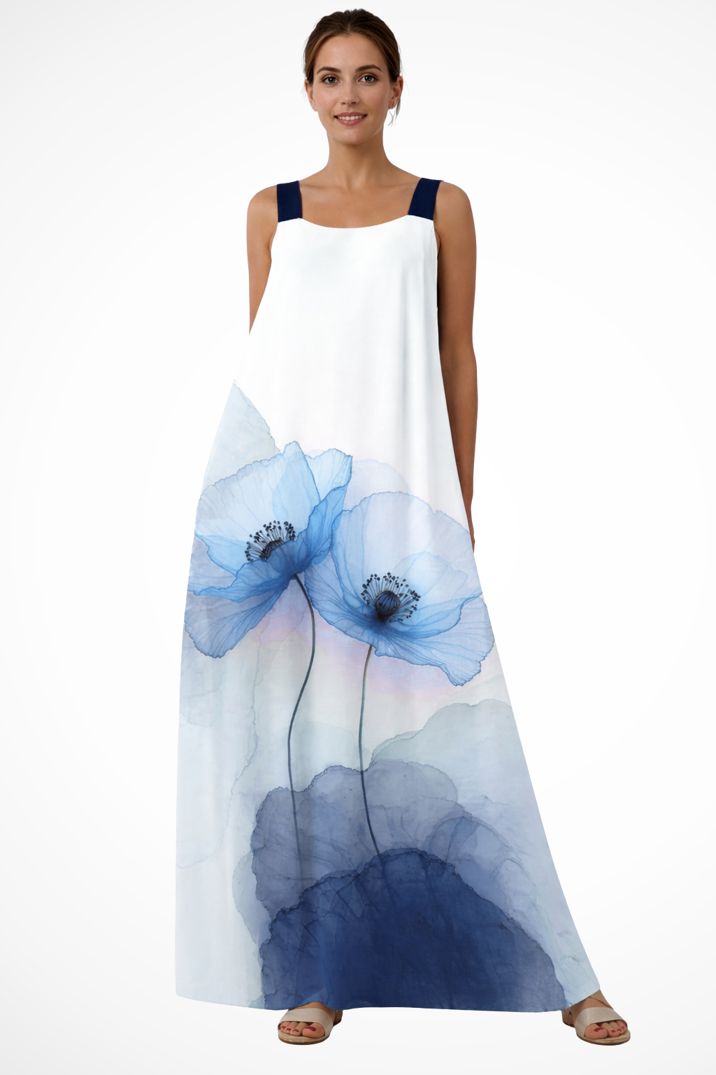Women's Lightweight Floral Print Maxi Dress | Elegant Sleeveless Summer Gown 1