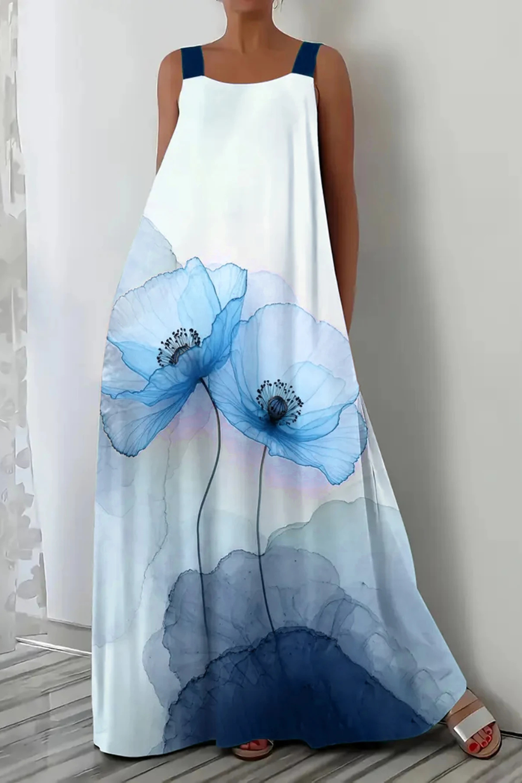 Women's Lightweight Floral Print Maxi Dress | Elegant Sleeveless Summer Gown 2