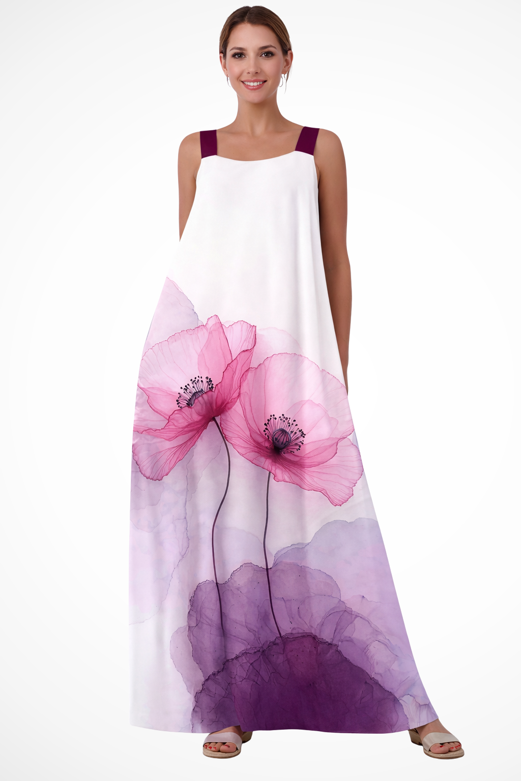 Women's Lightweight Floral Print Maxi Dress | Elegant Sleeveless Summer Gown 4