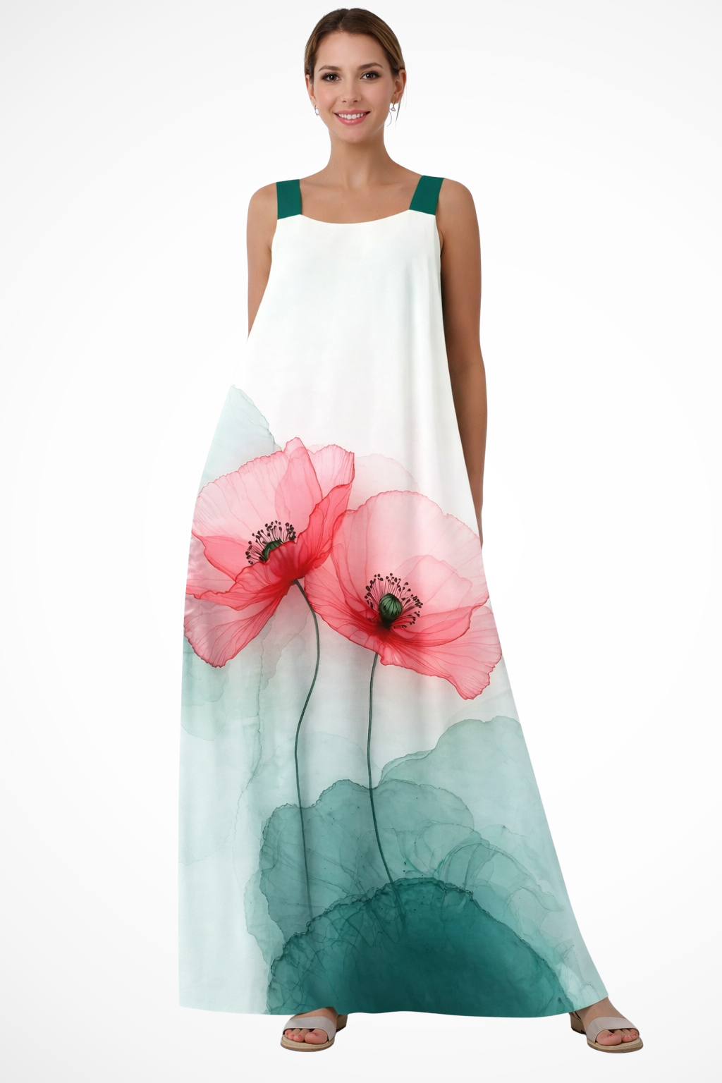 Women's Lightweight Floral Print Maxi Dress | Elegant Sleeveless Summer Gown 9