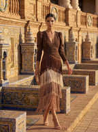 Women's Lightweight Polyester Maxi Dress | Elegant Cascading Summer Dress 0