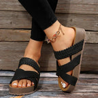Womens Matte Synthetic Platform Sandals | Stylish Criss-Cross Open Toe Footwear 2