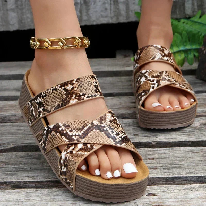 Womens Matte Synthetic Platform Sandals | Stylish Criss-Cross Open Toe Footwear 4