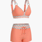 Womens Nylon Striped Bikini Set | Stylish Comfortable Swimwear | Summer Ready Swim Shorts 3