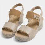 Womens PU Leather Open Toe Wedge Sandals | Stylish Comfortable Double Strap Design 1