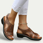 Womens PU Leather Sandals | Comfortable Cushioned Low-Heel Everyday Footwear 1