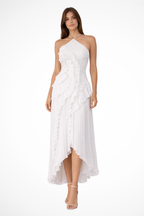 Women's Pleated Fabric Maxi Dress | Ruffled Halter Summer Gown 2