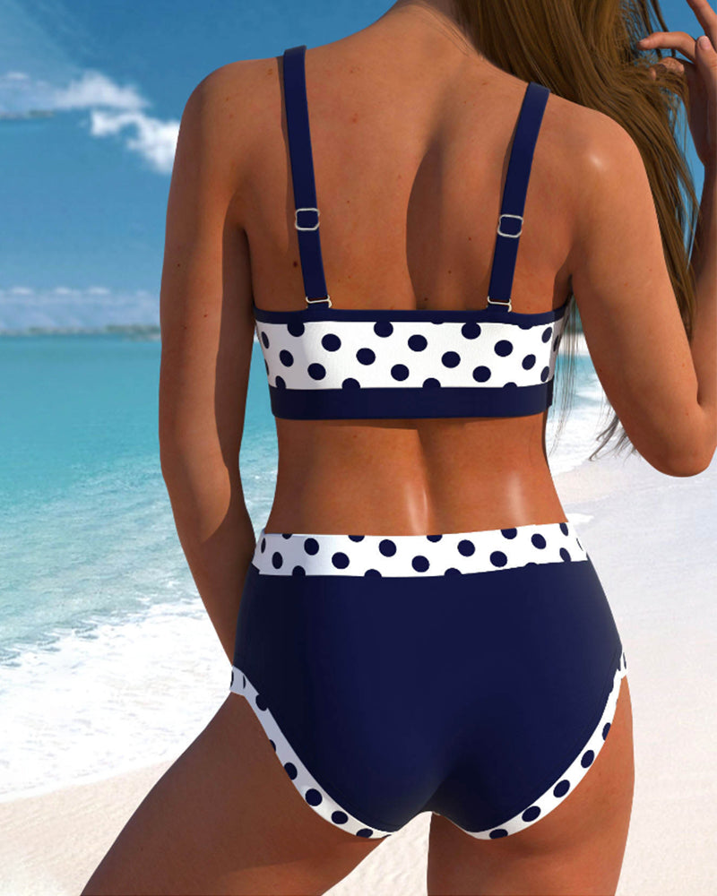 Womens Polka Dot High-Waisted Bikini Set | Flattering Retro Swimwear for Summer 2