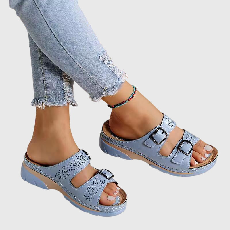 Womens Premium Leather Sandals | Comfortable Adjustable Orthopedic Footwear 1