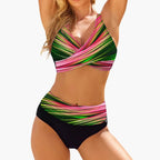 Womens Printed Fabric Bikini Set | Structured Wrap Top with Adjustable Straps | Stylish Summer Swimwear 4