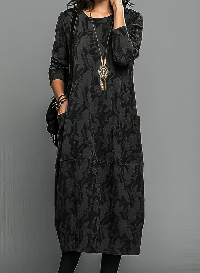 Women's Printed Midi Dress | Elegant Long Sleeve Formal Dress for Weddings and Special Occasions 3