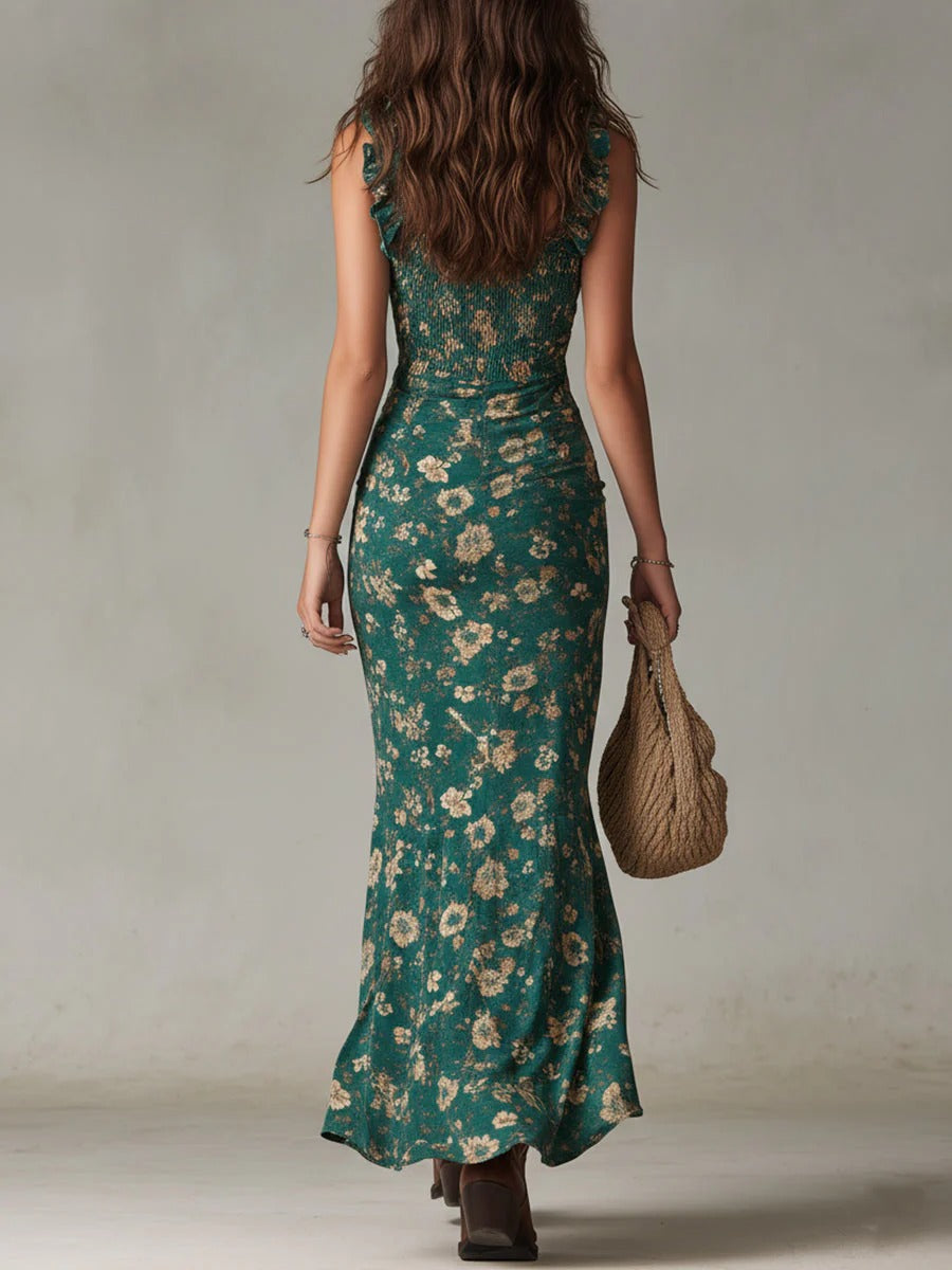 Women's Retro Bohemian Maxi Dress | Flowing Voluminous Summer Dress with Side Opening 2