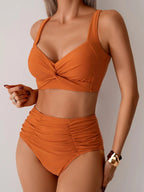 Womens Sculpting High-Waisted Bikini Set | Elegant Tummy Control Swimwear for Summer 2