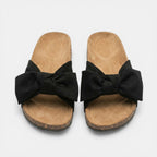 Womens Soft Fabric Bow Strap Sandals | Stylish Slip-On Flat Shoes for Summer 5