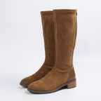 Womens Soft Fabric Knee High Boots | Stylish Flat Sole with Side Zipper 1