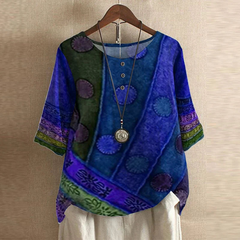 Women's Soft Floral Blouse | Elegant Vintage-Inspired Top | Relaxed Fit Summer Shirt 4