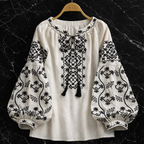 Women's Soft Linen Blouse | Relaxed Fit Summer Top with Flowing Sleeves 0