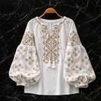 Women's Soft Linen Blouse | Relaxed Fit Summer Top with Flowing Sleeves 1