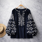 Women's Soft Linen Blouse | Relaxed Fit Summer Top with Flowing Sleeves 2