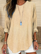 Women's Soft Striped Blouse | Relaxed Fit Crew Neck Top 1
