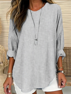 Women's Soft Striped Blouse | Relaxed Fit Crew Neck Top 2
