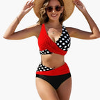 Womens Stretch Fabric Crossover Bikini Set | Adjustable Two-Piece Summer Swimwear 2