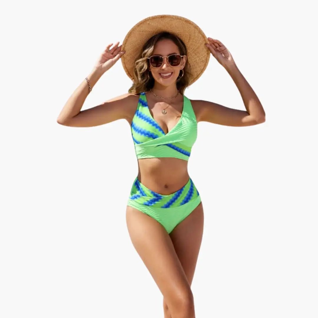 Womens Stretch Fabric Crossover Bikini Set | Adjustable Two-Piece Summer Swimwear 5