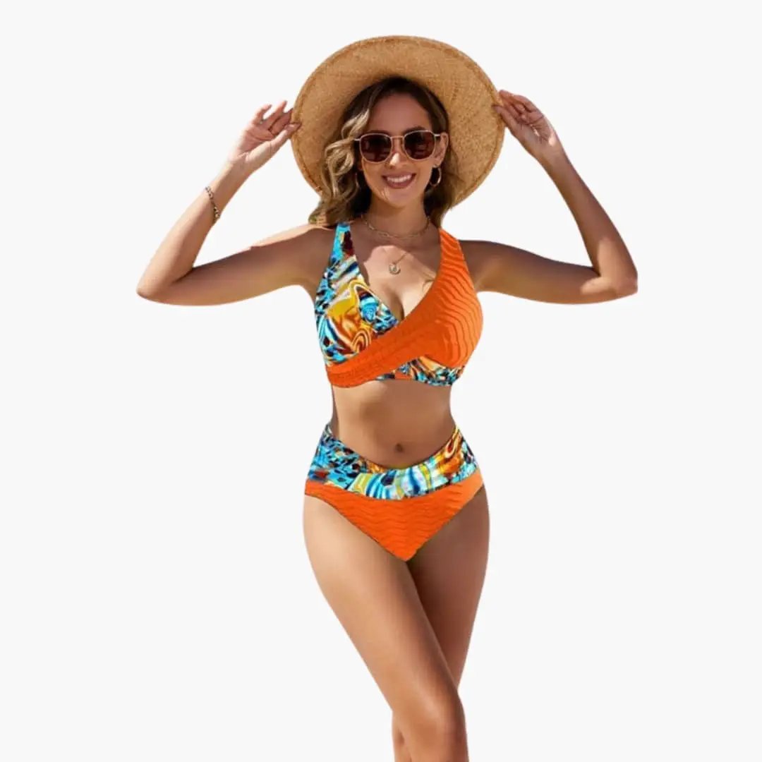 Womens Stretch Fabric Crossover Bikini Set | Adjustable Two-Piece Summer Swimwear 7