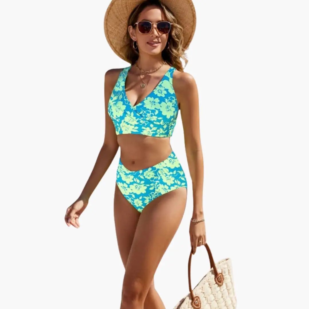 Womens Stretch Fabric Crossover Bikini Set | Adjustable Two-Piece Summer Swimwear 8