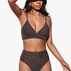 Womens Stretch Fabric High-Waisted Bikini Set | Scoop Neck Two-Piece Swimwear 16