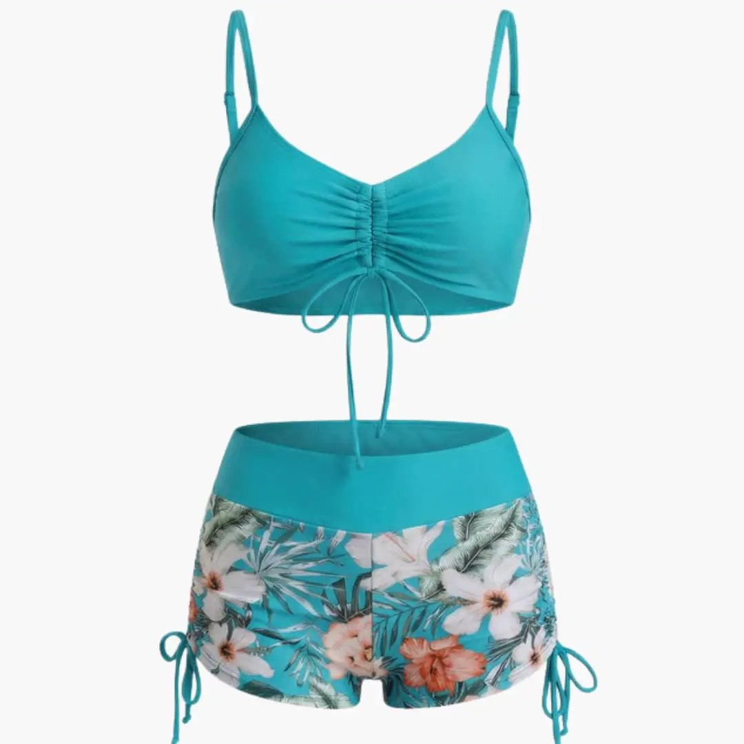 Womens Stretch Floral High-Waisted Bikini Set | Comfortable Two-Piece Swimwear for Summer 3