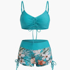 Womens Stretch Floral High-Waisted Bikini Set | Comfortable Two-Piece Swimwear for Summer 3