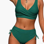 Womens Stretchy High-Waisted Bikini Set | Structured Scoop Neck Design for Summer 3