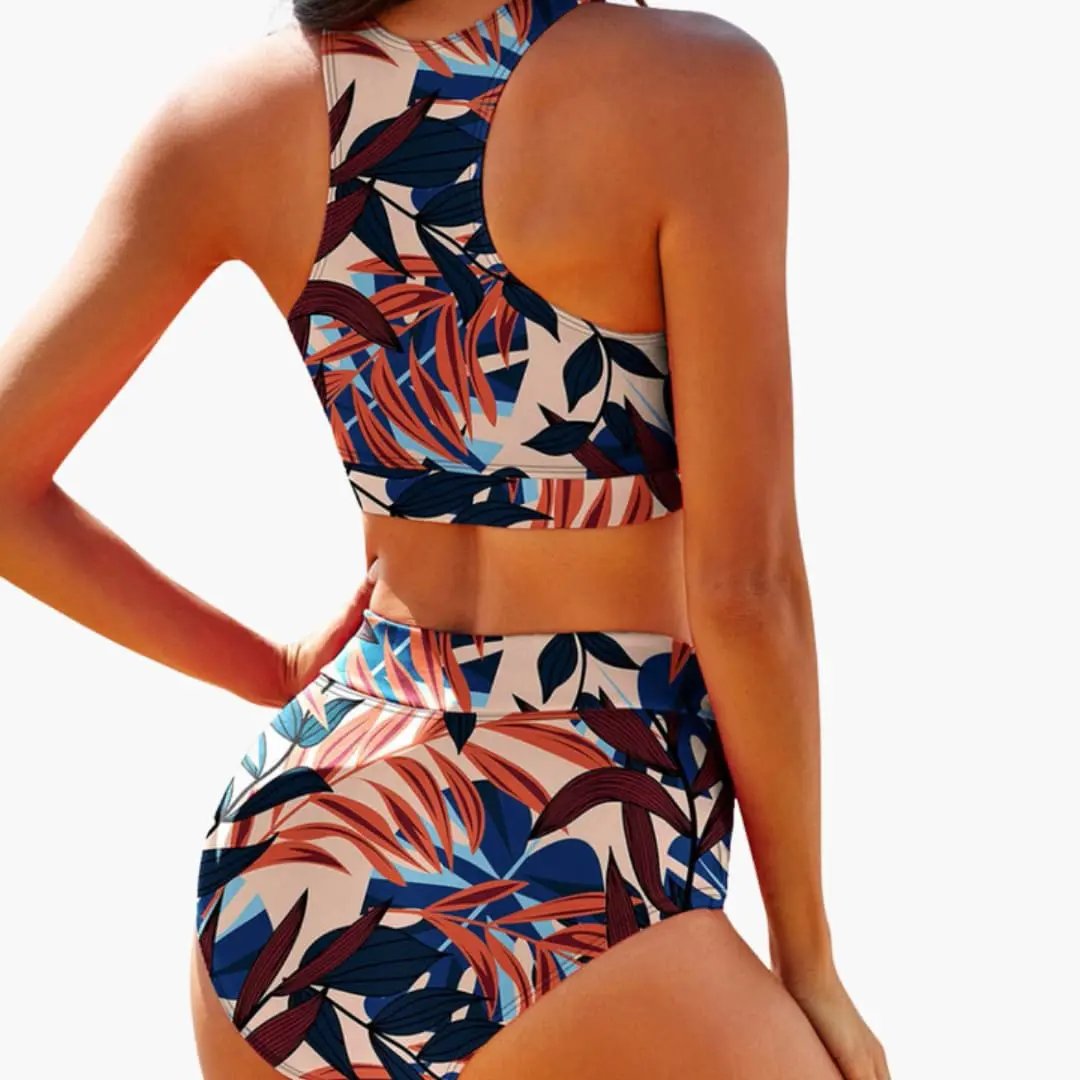 Womens Stretchy Sport Bikini Set | Structured Bustier Top with Mid-Rise Bottoms 2