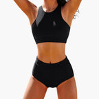 Womens Stretchy Sport Bikini Set | Structured Bustier Top with Mid-Rise Bottoms 5