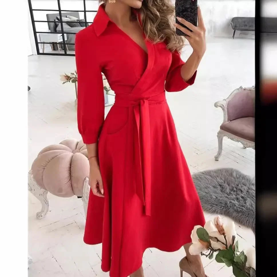 Women's Structured Cotton Blend Blazer Dress | Elegant Tailored Wrap Formal Dress 1