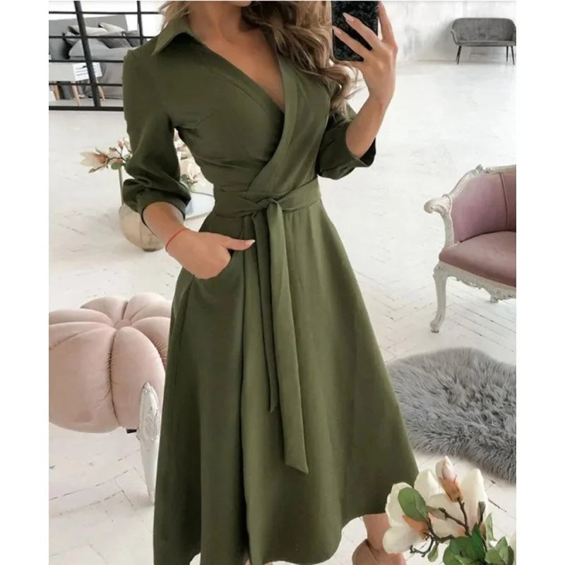 Women's Structured Cotton Blend Blazer Dress | Elegant Tailored Wrap Formal Dress 13