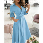Women's Structured Cotton Blend Blazer Dress | Elegant Tailored Wrap Formal Dress 2