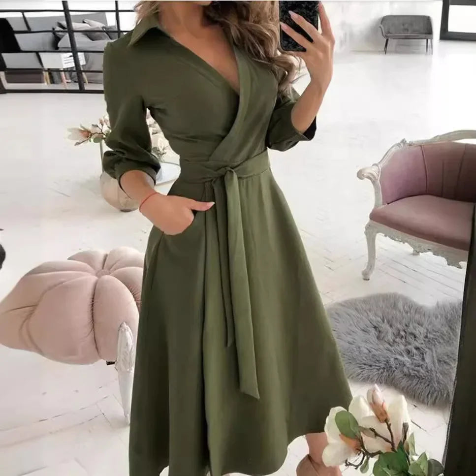 Women's Structured Cotton Blend Blazer Dress | Elegant Tailored Wrap Formal Dress 4