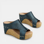 Womens Structured Fabric Platform Sandals | Stylish Open Toe Wedge Slip-On Shoes for Summer 1